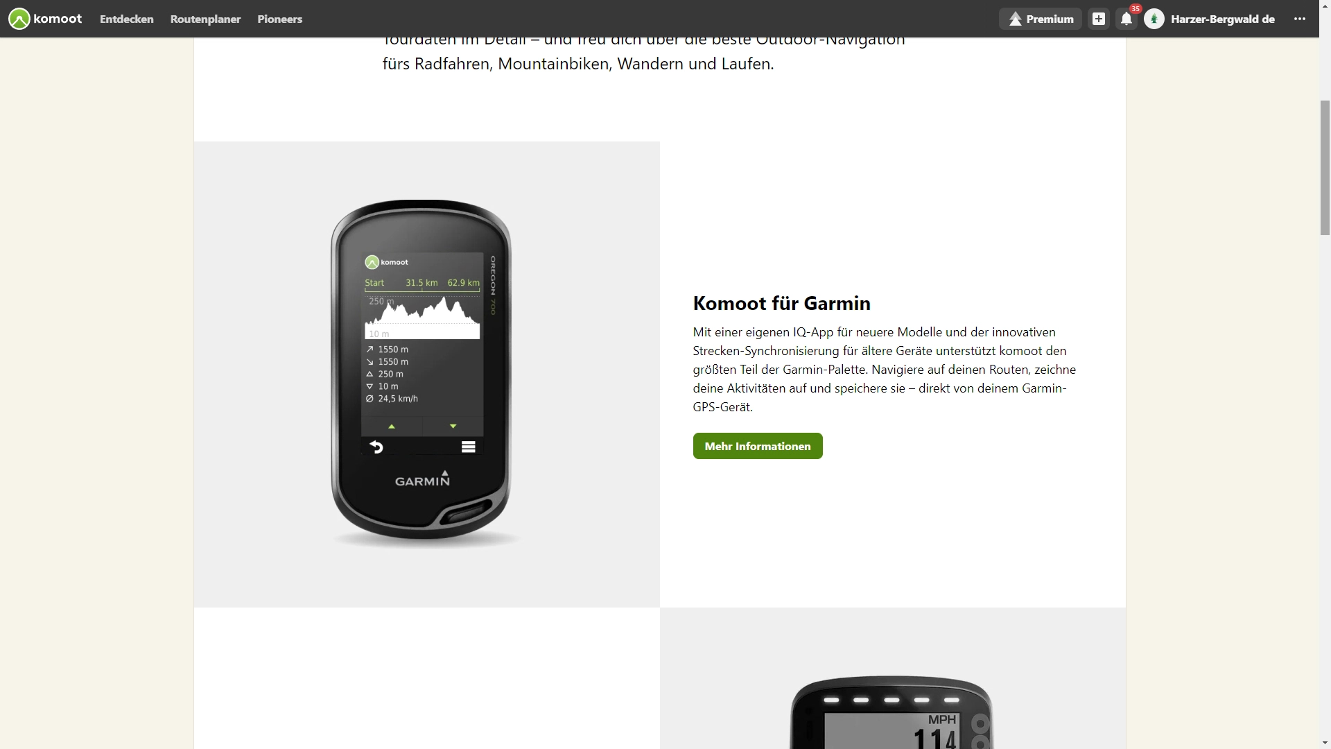 Garmin GPS und Komoot
