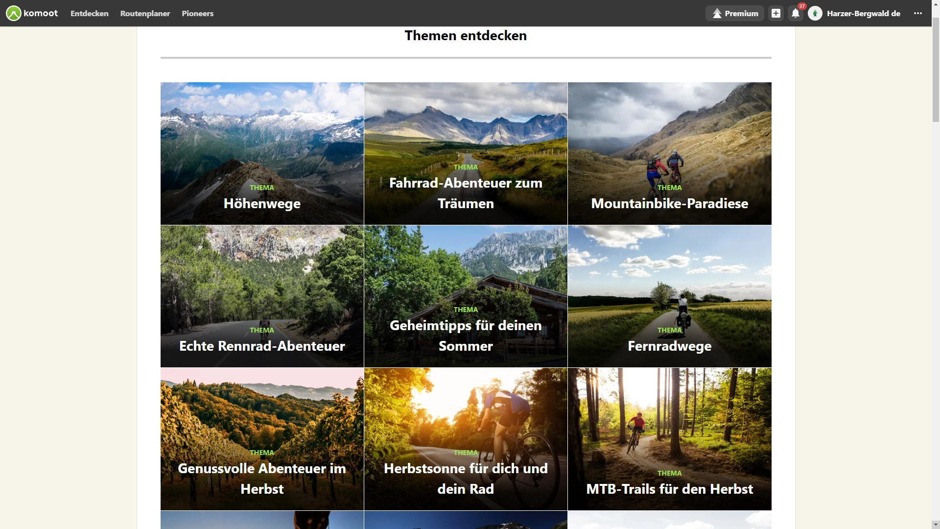 Komoot Collections in der Tourensuche